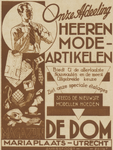 717353 Advertentie van Magazijn De Dom, Kledingmagazijn, Mariaplaats 4-5 te Utrecht, voor 'Onze Afdeeling HEEREN ...